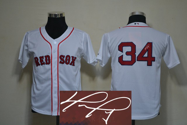 Red Sox 34 Ortiz White Signature Edition Youth Jerseys