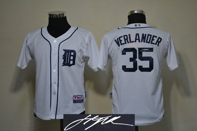Tigers 35 Verlander White Signature Edition Youth Jerseys