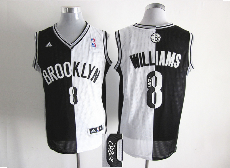 Nets 8 Williams White & Black Split Signature Edition Jerseys
